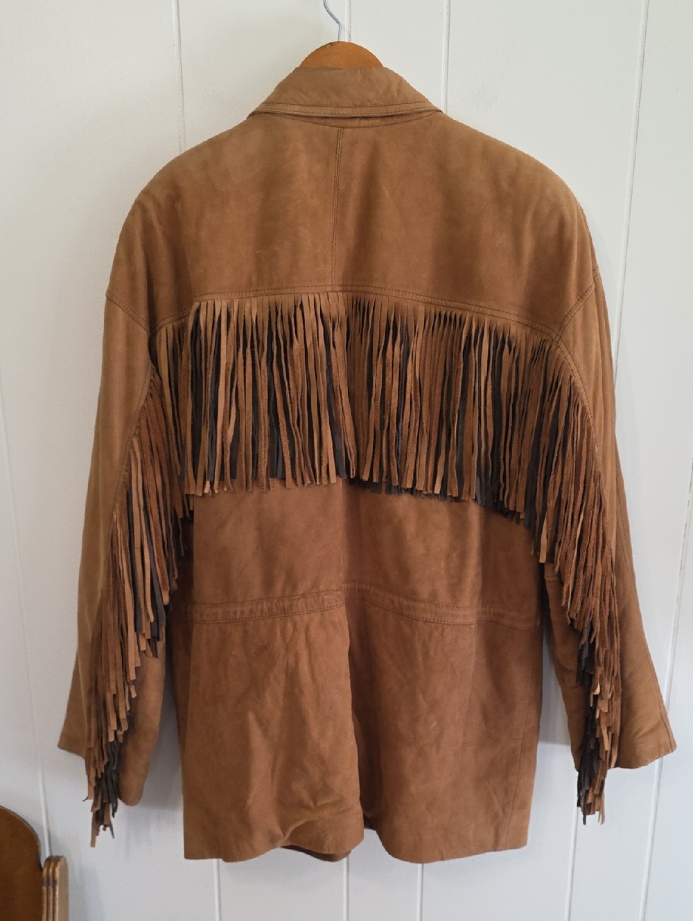 Vintage Adler 100% Genuine Leather Fringe Winter Western Anorak Jacket Men L
